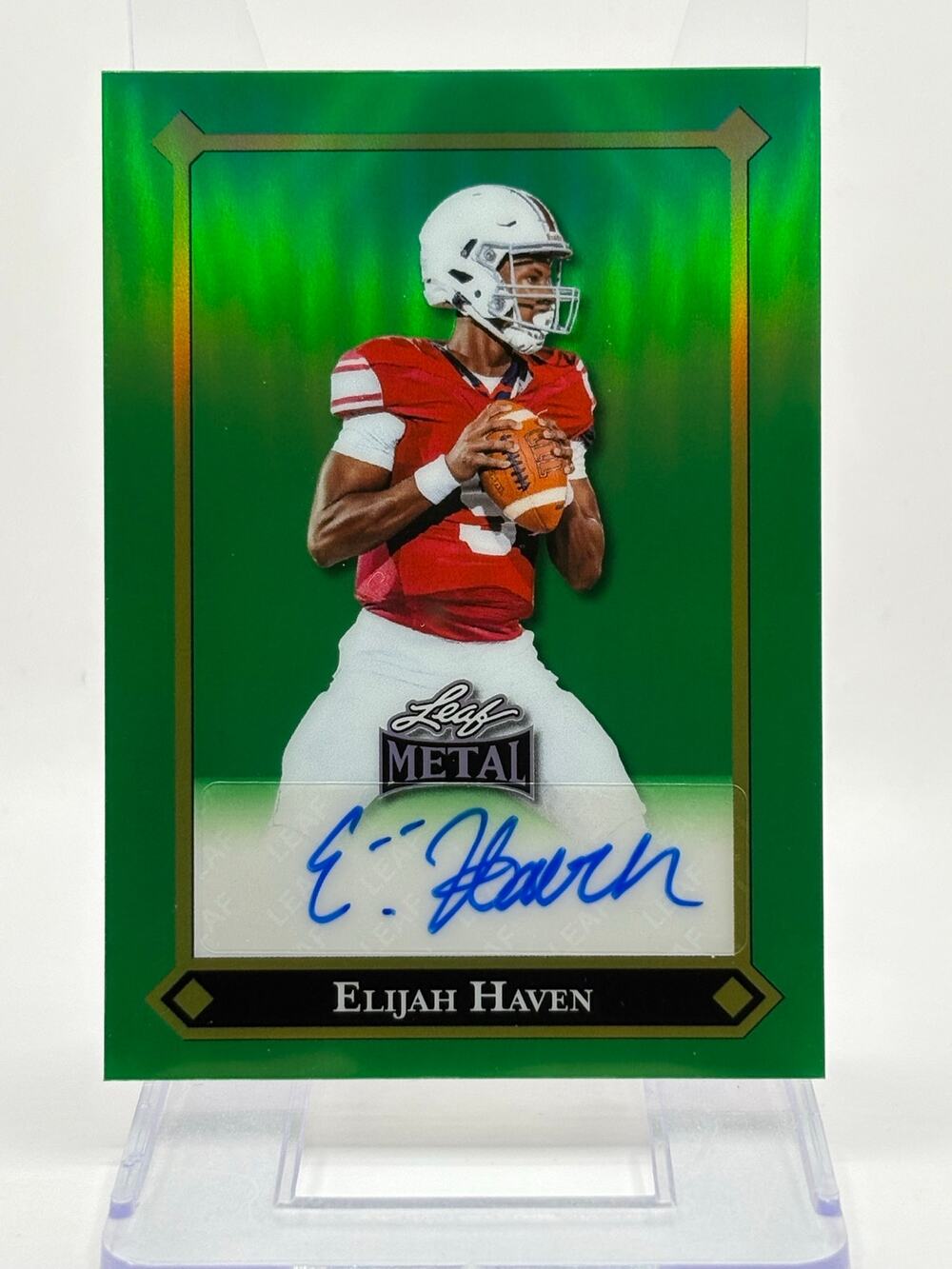 2025 Leaf Metal Elijah Haven Prismatic Green Auto 6/8 SP Alabama 5 Star Commit